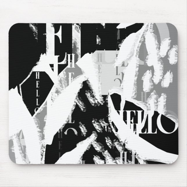 Abstract Black White Gray Mouse Pad (Front)