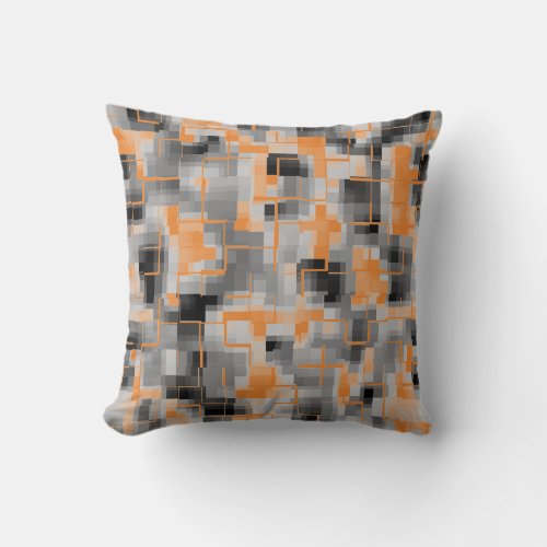 Abstract Black White Gray Orange Throw Pillow