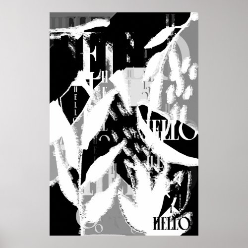 Abstract Black White Gray Poster