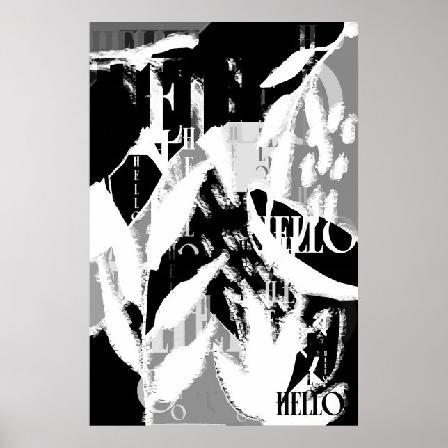 Abstract Black White Gray Poster (Front)