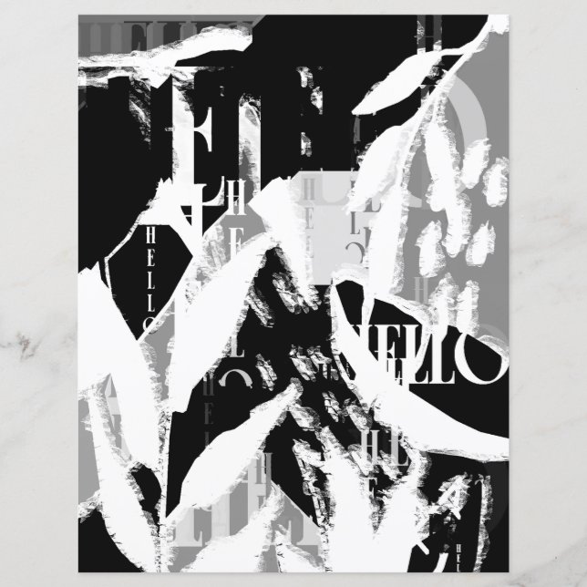Abstract Black White Gray Scrapbook Paper (Front)