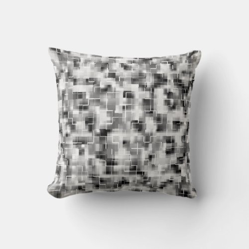 Abstract Black White Gray Throw Pillow