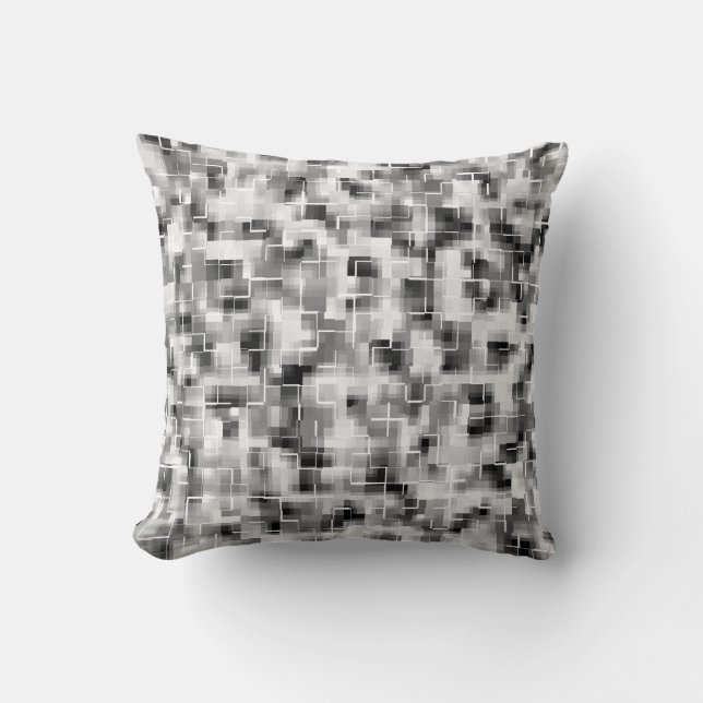 Abstract Black White Gray Throw Pillow (Front)