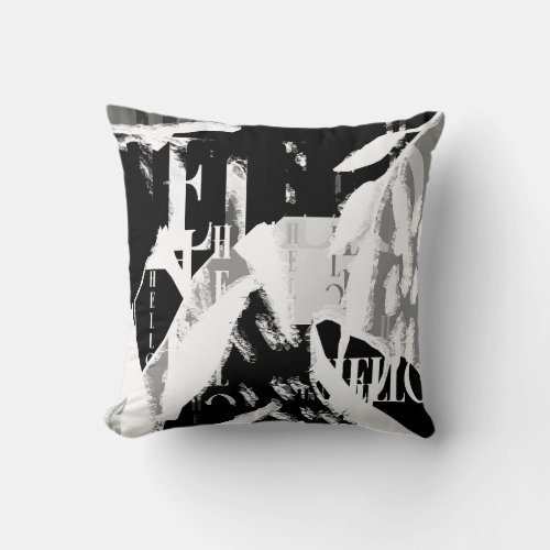 Abstract Black White Gray Throw Pillow