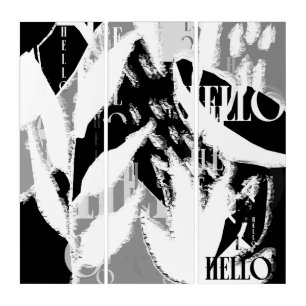 Abstract Black White Gray Triptych