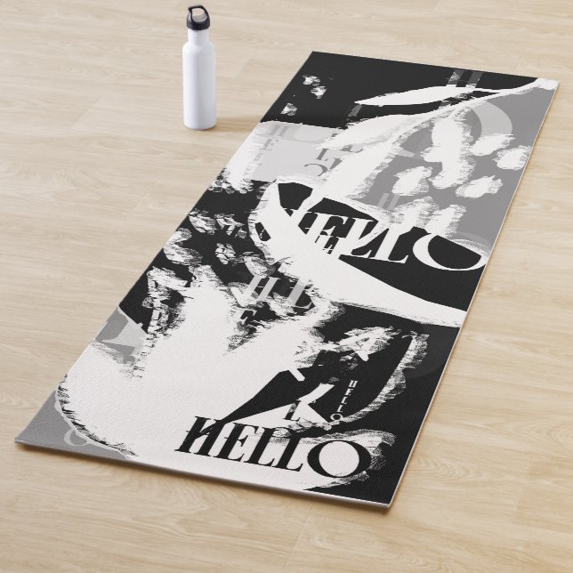 Abstract Black White Gray Yoga Mat (In Situ)