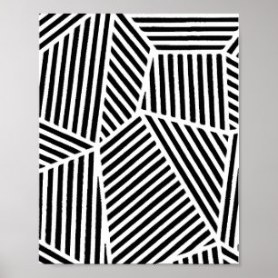 Abstract Black White Line Art Poster