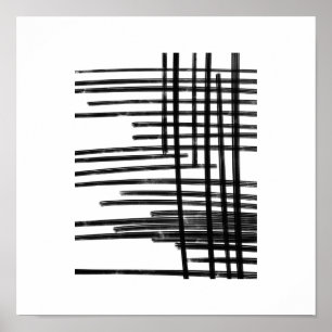 Abstract Black & White Lines Art - Scratches 2 Poster