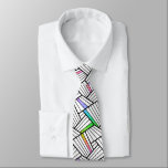 Abstract Black & White Lines Pattern Color Accents Tie<br><div class="desc">Elegant modern black and white abstract lines seamless pattern with few accent lines in colorful glitter.</div>