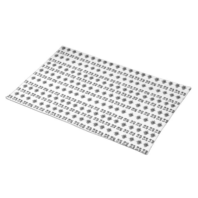 Abstract Black White Marks Cloth Placemat (On Table)