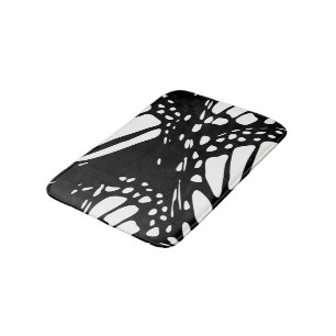 Abstract Black & White Monarch Butterfly Wing Bathroom Mat