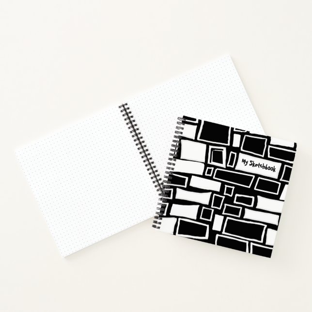 Abstract Black White Mosaic Sketchbook Bullet Notebook (Inside)