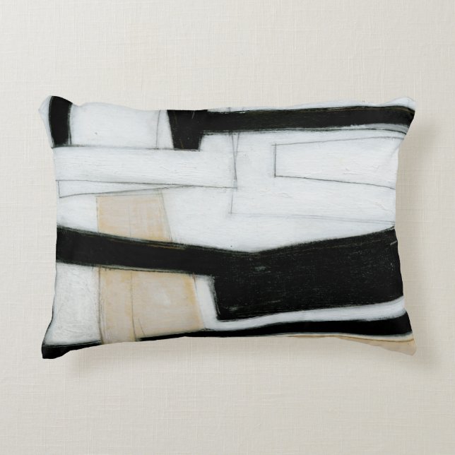 Abstract Black & White Painting Accent Pillow (Front)