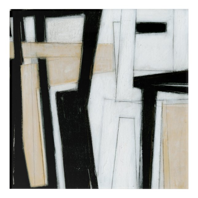 Abstract Black & White Painting Acrylic Print (Front)