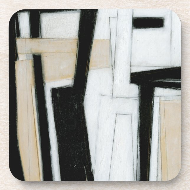 Abstract Black & White Painting Beverage Coaster (Front)