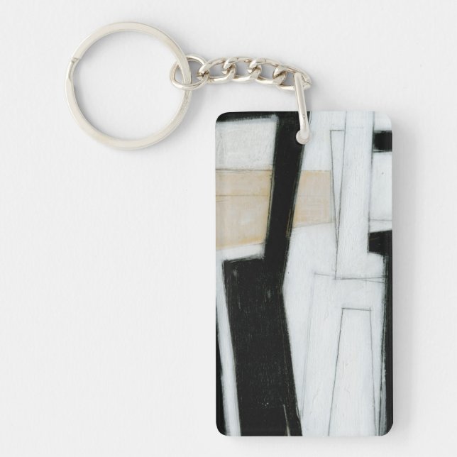 Abstract Black & White Painting Keychain (Front)