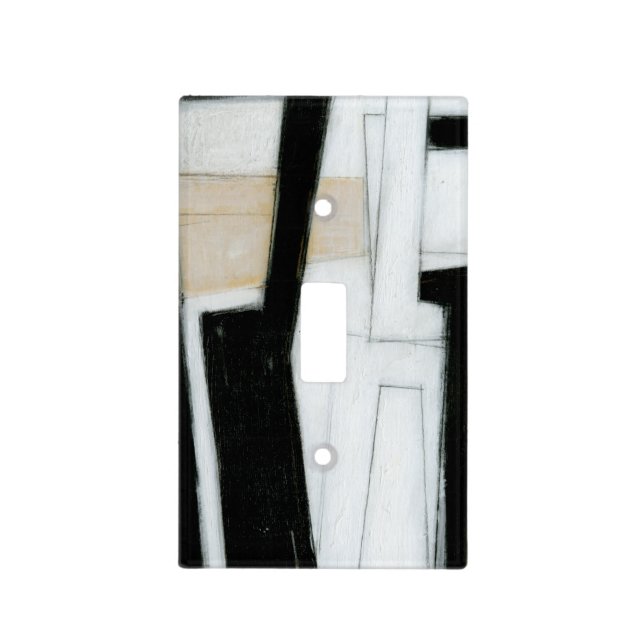 Abstract Black & White Painting Light Switch Cover (Front)