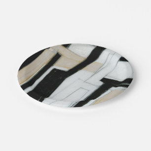 Abstract Black & White Painting Paper Plates