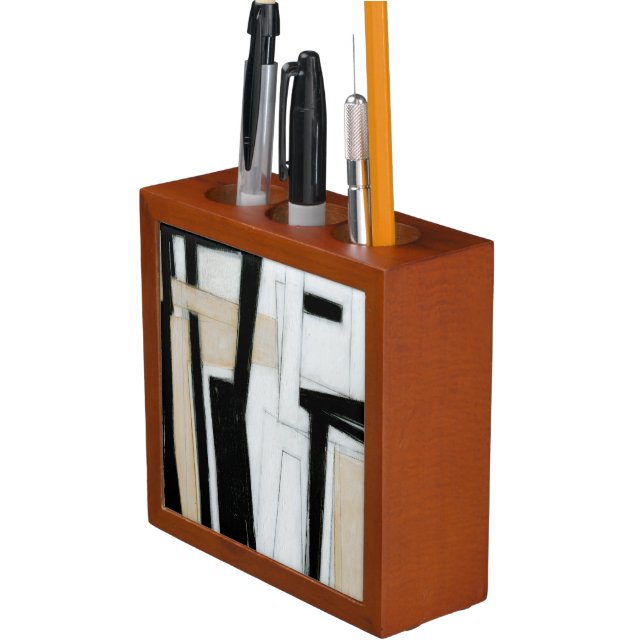 Abstract Black & White Painting Pencil/Pen Holder (In Situ)