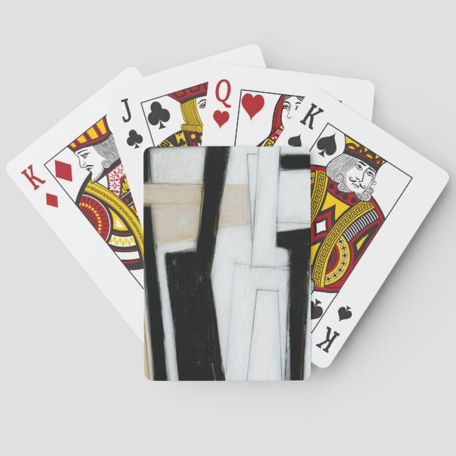 Abstract Black & White Painting Poker Cards (Back)