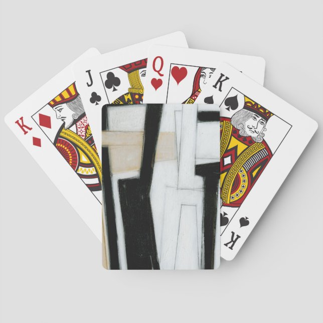 Abstract Black & White Painting Poker Cards (Back)