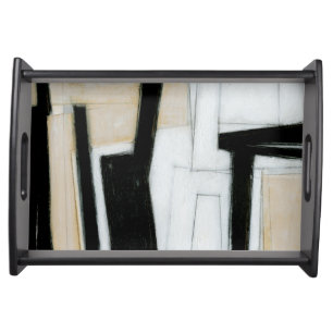 Abstract Black & White Painting Serving Tray