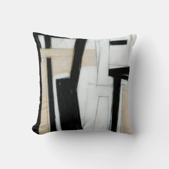 Abstract Black & White Painting Throw Pillow (Front)