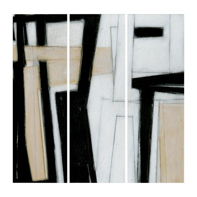 Abstract Black & White Painting Triptych (Front)