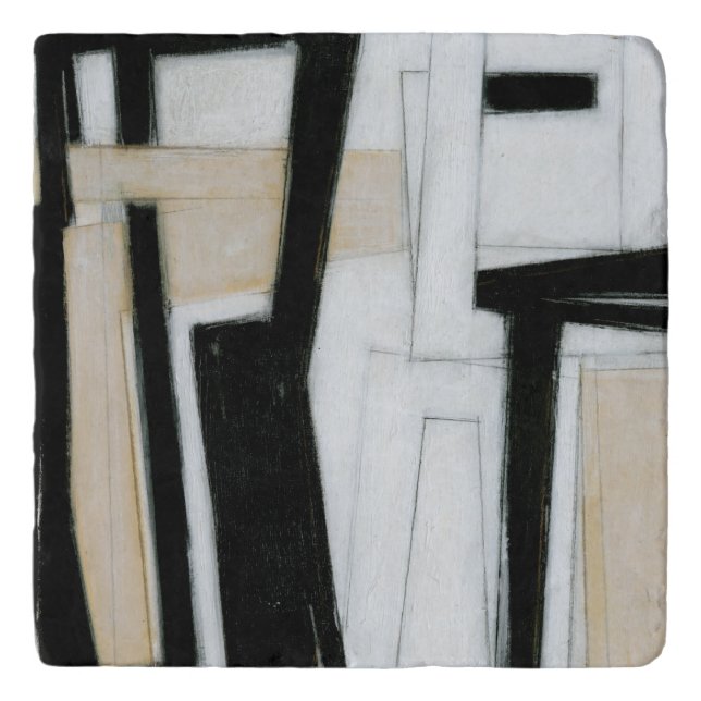 Abstract Black & White Painting Trivet (Front)