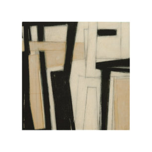 Abstract Black & White Painting Wood Wall Art