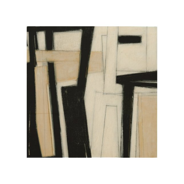 Abstract Black & White Painting Wood Wall Art (Front)