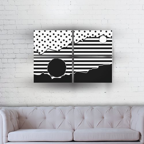 Abstract Black  White Pattern Landscape Canvas Print