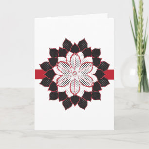 Abstract black, white, red polka dots poinsettia holiday card
