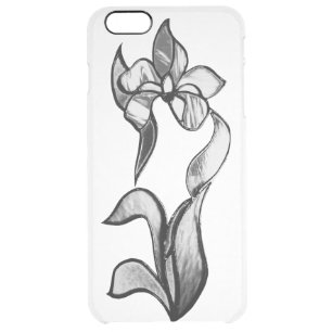 Abstract black white shine flowers clear iPhone 6 plus case