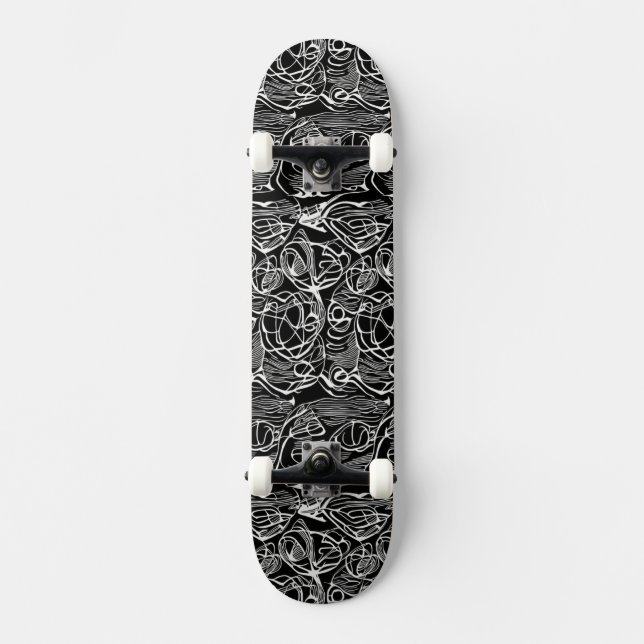 Abstract Black & White Skateboard (Front)