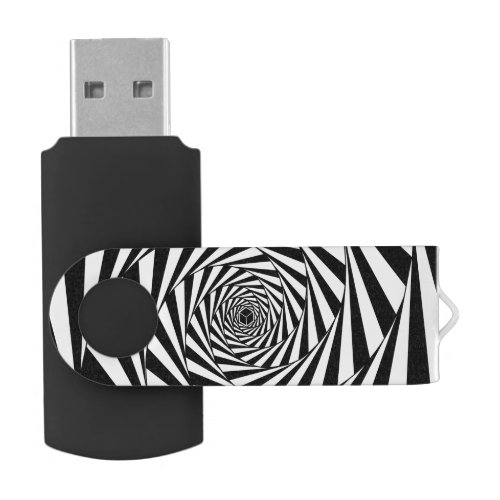 Abstract Black  White Spirals Art Flash Drive