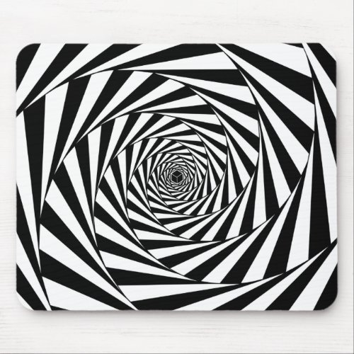 Abstract Black  White Spirals Art Mouse Pad