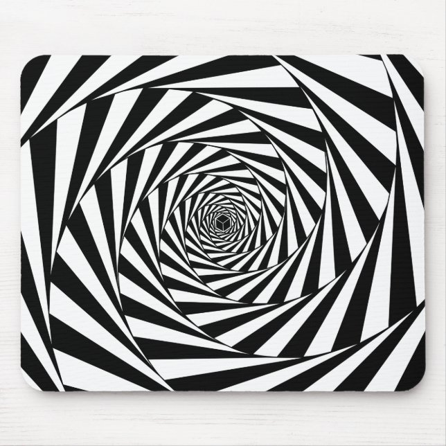 Abstract Black & White Spirals Art Mouse Pad (Front)