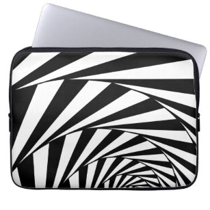 Abstract Black & White Swirl Spiral Art Laptop Sleeve