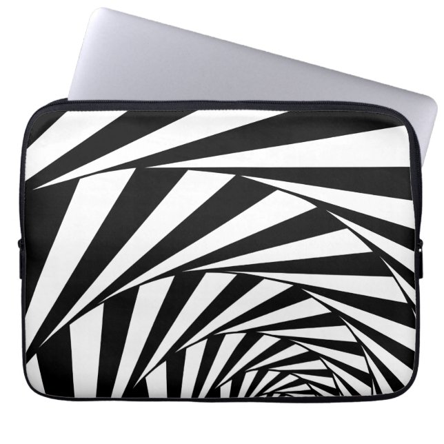 Abstract Black & White Swirl Spiral Art Laptop Sleeve (Front)