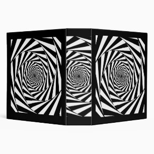 Abstract Black & White Swirl Spiral Stairway Art 3 Ring Binder
