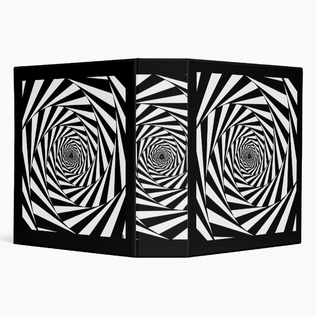 Abstract Black & White Swirl Spiral Stairway Art 3 Ring Binder (Background)
