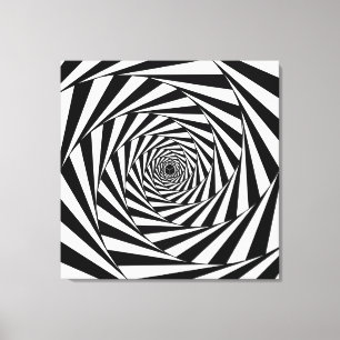 Abstract Black & White Swirl Spiral Stairway Art Canvas Print