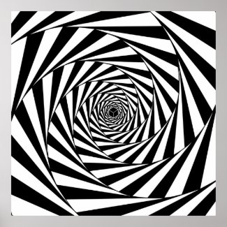 Abstract Black & White Swirl Spiral Stairway Art