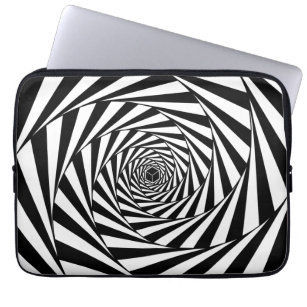 Abstract Black & White Swirl Spiral Stairway Laptop Sleeve