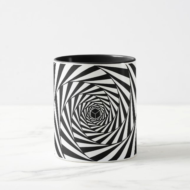 Abstract Black & White Swirl Spiral Stairway Mug (Center)