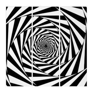 Abstract Black & White Swirl Spiral Stairway Triptych