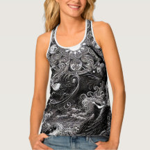 Abstract Black & White Tank Top