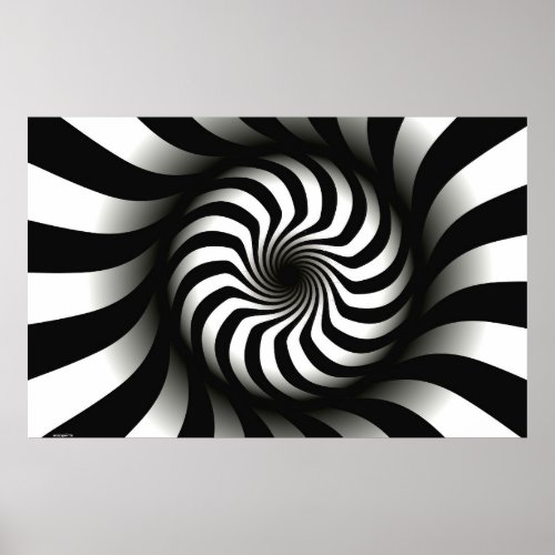 Abstract black white waves modern art design on  poster