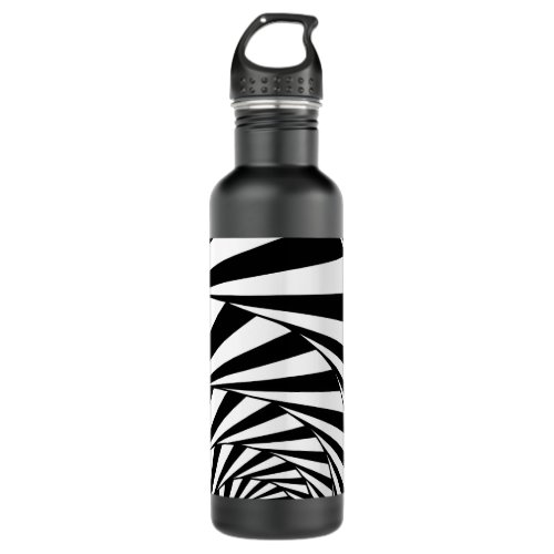 Abstract Black  White Wavy Lines Art Stainless Steel Water Bottle